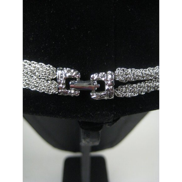 Multi Strand Necklace Silvertone Chain 23 inch Vintage Sleek Modernist Modern - Picture 9 of 10